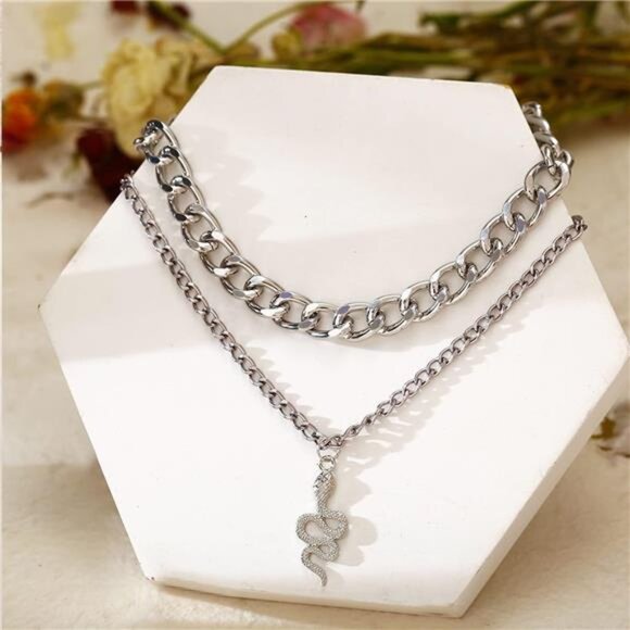 Aktully Snake Layered Necklace for Women Boho Snake Necklace Long Snake Chain - Picture 11 of 16